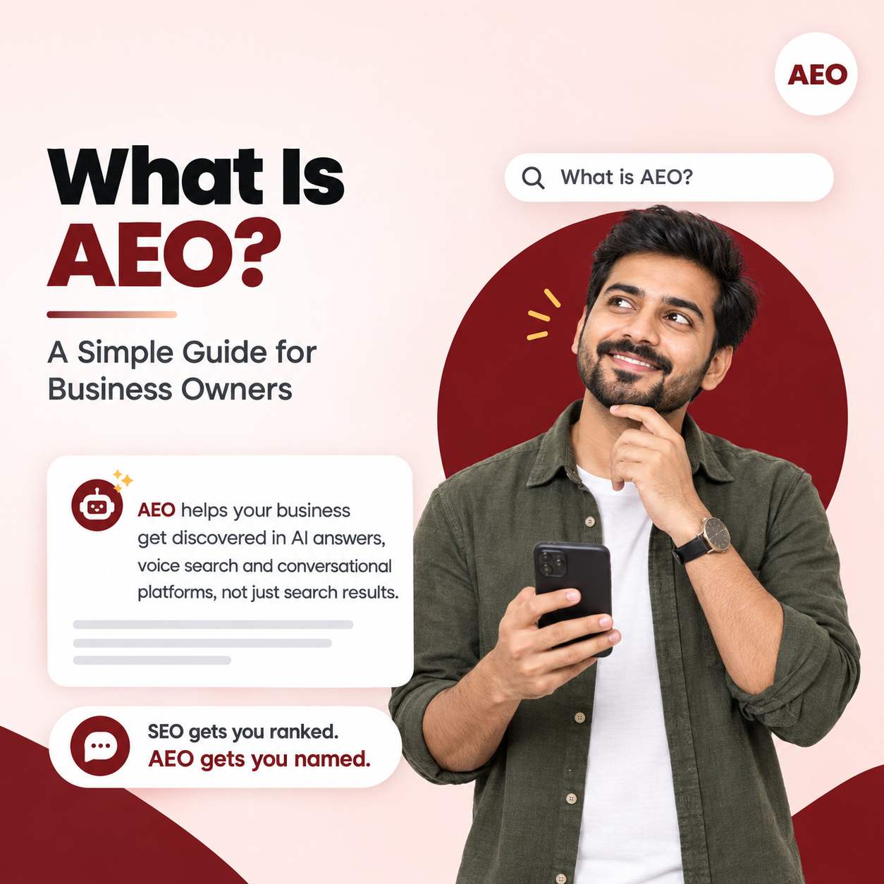 Business owner asking an AI assistant a question and seeing a brand named in the answer